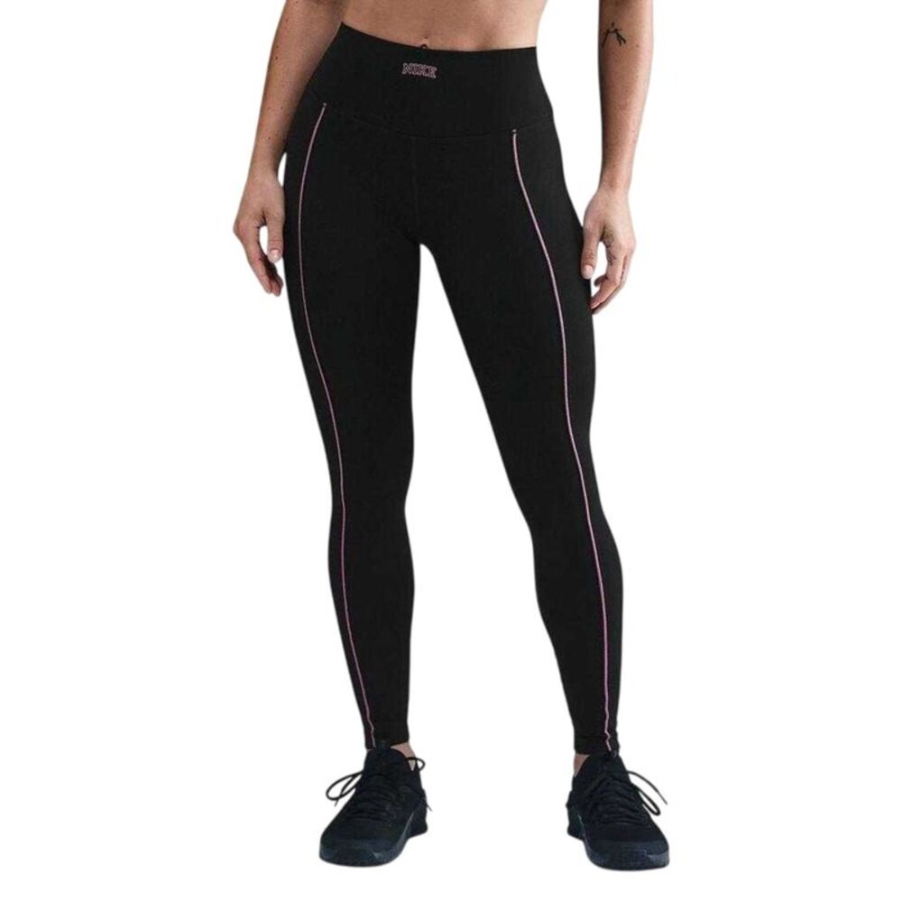 Nike Womens/Ladies Side Stripe High Waist Pantyhose / Black/Pink